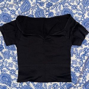 Seamless sweetheart neckline Short sleeve crop top